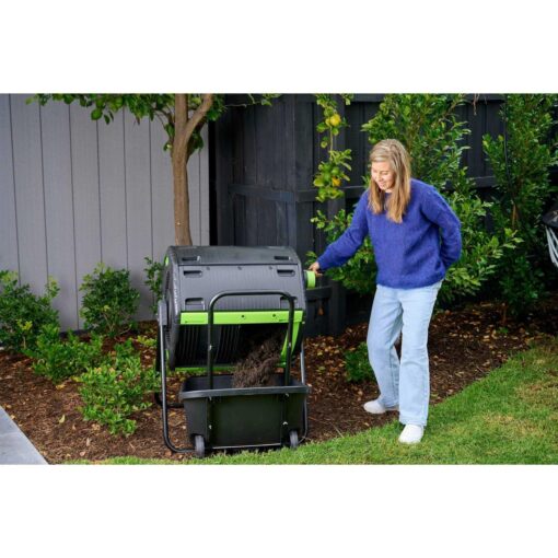 Maze RSI 48 Gallon Geared Two Compartment Compost Tumbler and Cart RSI-MCT-180-CT - Image 2