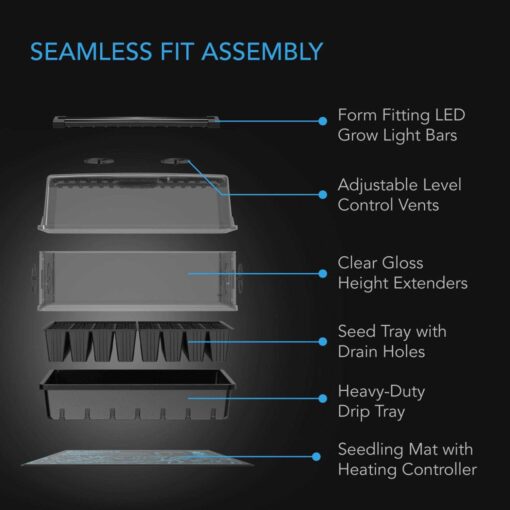 AC Infinity Humidity Dome, Germination Kit with Seedling Mat and LED Grow Light Bars - Image 2