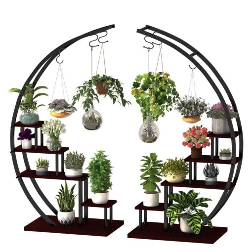Gdlf 5 Tier Metal Plant Stand Indoor Curved Display Book Shelf Storage