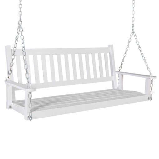 Veikous Outdoor Wood Porch Swing with Chains - Image 2