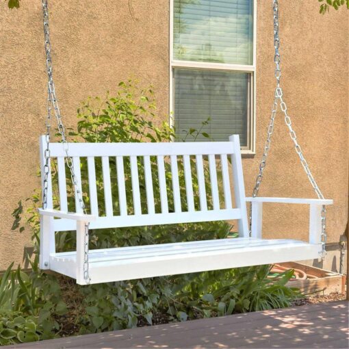 Veikous Outdoor Wood Porch Swing with Chains - Image 3