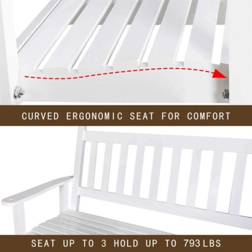 Veikous Outdoor Wood Porch Swing with Chains - Image 5