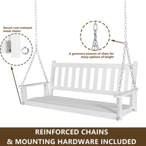 Veikous Outdoor Wood Porch Swing with Chains - Image 2