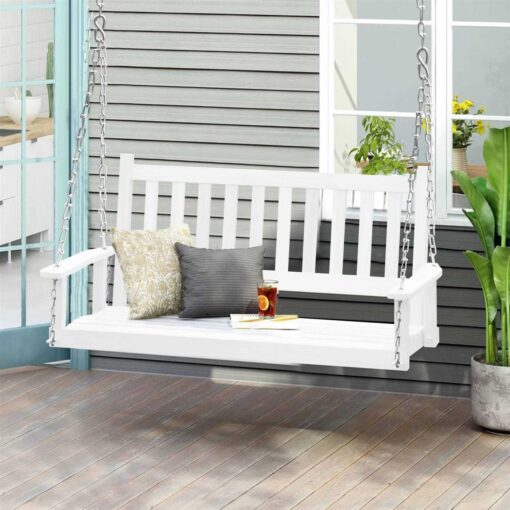 Veikous Outdoor Wood Porch Swing with Chains - Image 3