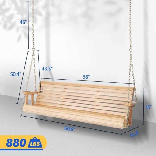 3-person Wood Porch Swing - Image 3