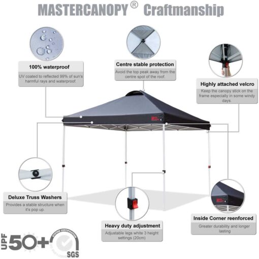 Mastercanopy Durable Ez Pop-up Canopy Tent with Roller Bag - Image 2