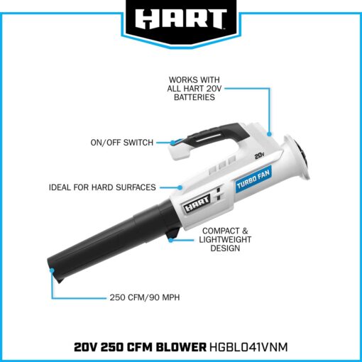 Hart 20-Volt 90 MPH at 250 CFM Battery-Powered Axial Blower Kit - Image 5