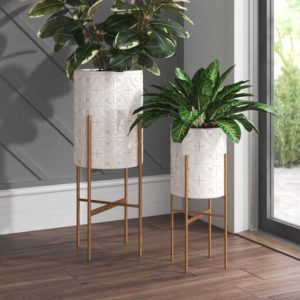 Livioara 2-Piece Iron Pot Planter Set Mercer41
