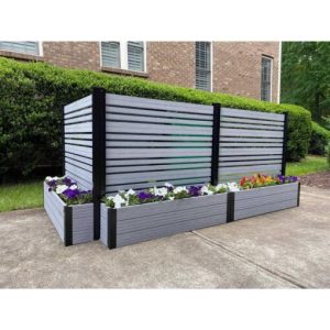 Enclo Privacy Screens Florence Freestanding WoodTek Vinyl Outdoor Privacy Screen and Planter Box Kit