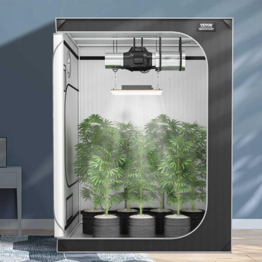 VEVOR Grow Tent High Reflective 2000D Mylar Hydroponic Growing Tent with Observation Window, Tool Bag and Floor Tray - Image 2