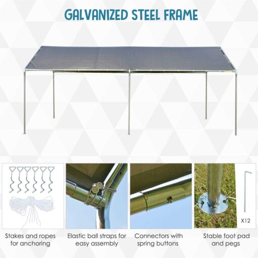 Outsunny 10’x20' Carport Heavy Duty Galvanized Car Canopy with Included Anchor Kit - Image 2