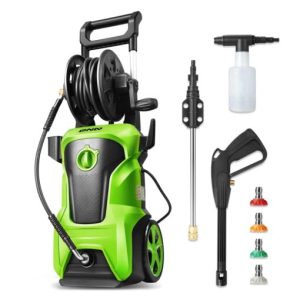 DNA Motoring Tools-00232 Up to 2176 PSI Pressure 2.4 GPM Max Flow Electric Pressure Washer for Yard and Car Cleaning with Spray Nozzle Foam Bottle +