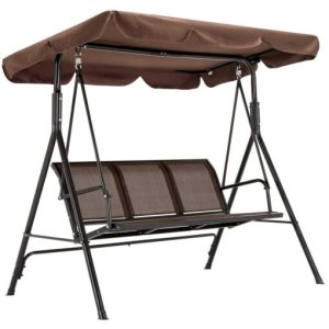Mcombo Outdoor Patio Canopy Swing Chair 3-Person