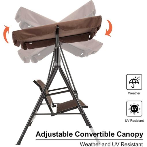 Mcombo Outdoor Patio Canopy Swing Chair 3-Person - Image 3
