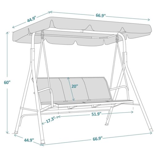 Mcombo Outdoor Patio Canopy Swing Chair 3-Person - Image 4