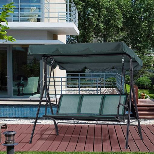 Mcombo Outdoor Patio Canopy Swing Chair 3-Person - Image 5
