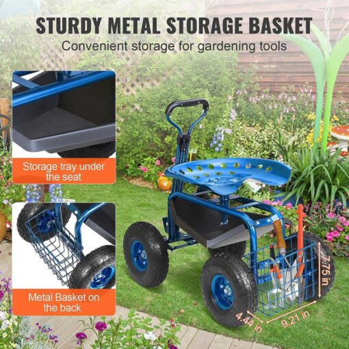 VEVOR Garden Rolling Wheels Gardening Stool for Planting - Image 3