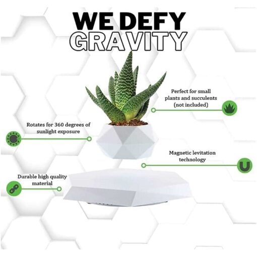 LANGTU magnetic levitation potted white rotating flower Pot - Image 3