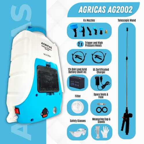 Agricas Battery Powered Backpack Sprayer 4.2 Gallon Multifunctional Weed Sprayer for Lawn & Garden with Adjustable Nozzles and Shoulder Strap - Image 2