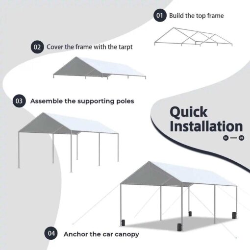 Quictent 20' x 10' Heavy Duty Carport Canopy - Image 5