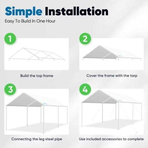 Quictent 20' x 10' Heavy Duty Carport Canopy - Image 3
