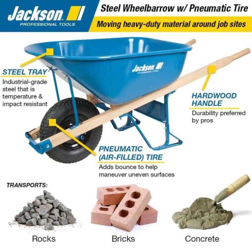 Jackson 6 cu. ft. Steel Wheelbarrow M6KBUT12 - Image 2
