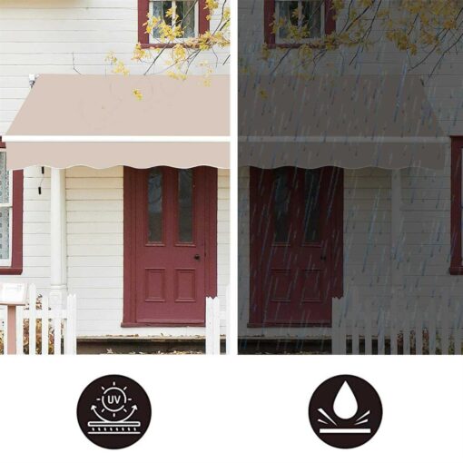 VUYUYU Patio Awning Retractable Awning Cover Sunshade Shelter Outdoor Canopy with Crank Handle and Water-Resistant Polyester for Courtyard - Image 2