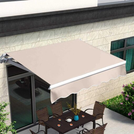 VUYUYU Patio Awning Retractable Awning Cover Sunshade Shelter Outdoor Canopy with Crank Handle and Water-Resistant Polyester for Courtyard - Image 4
