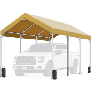 Finfree 10 x 20 ft Steel Carport Car Canopy sandbags