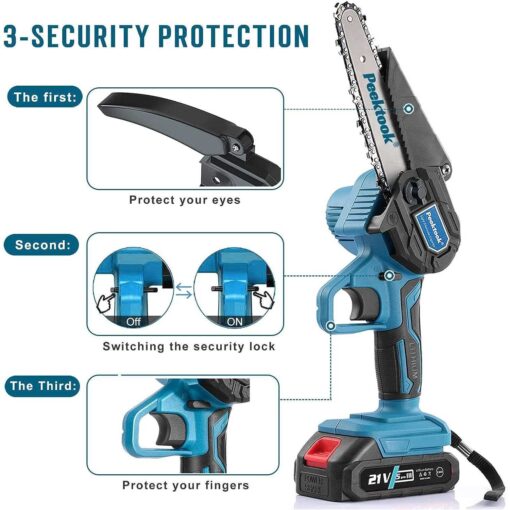 6-Inch Mini Chainsaw Peektook Electric Chainsaw Cordless Chain Saw with 2 Large - Image 3