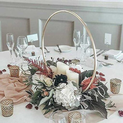 Simprefine 4 Pack 20” Tall Floral Hoop Wreath Circle Wedding Decoration Table Ring Centerpiece Metal Flower Stand - Image 3