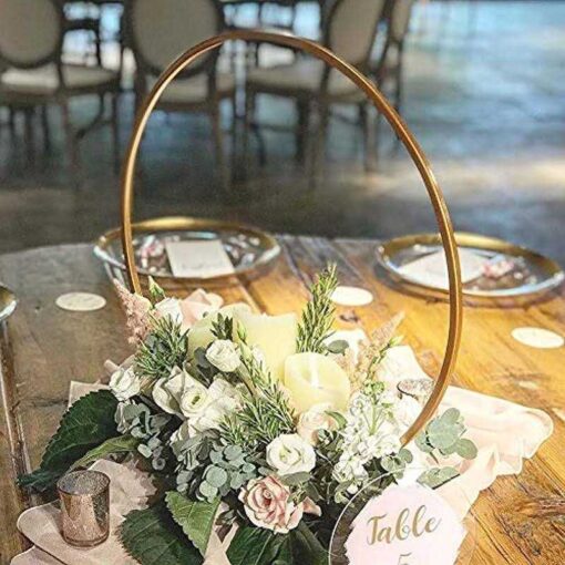 Simprefine 4 Pack 20” Tall Floral Hoop Wreath Circle Wedding Decoration Table Ring Centerpiece Metal Flower Stand - Image 5