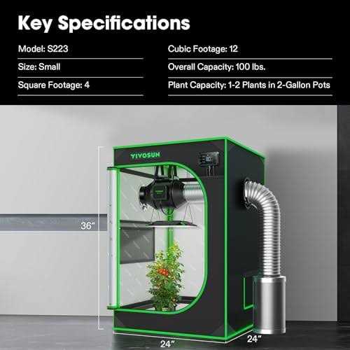 VIVOSUN S223 2×2 Grow Tent, 24x24x36 High Reflective Mylar with Observation Window and Floor Tray for Hydroponics Indoor - Image 2