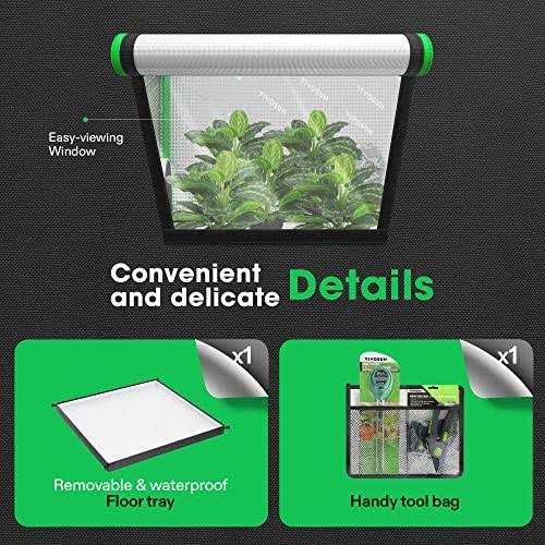 VIVOSUN S223 2×2 Grow Tent, 24x24x36 High Reflective Mylar with Observation Window and Floor Tray for Hydroponics Indoor - Image 3
