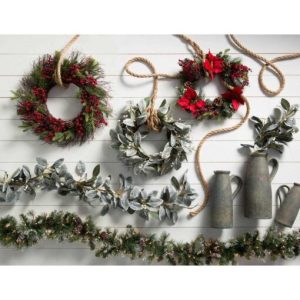 9' Garland with 100 Clear/White Lights Three Posts