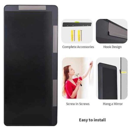 XRAMFY 71 in. H Rectangular Modern Black Aluminum Deep Framed Full Length Mirror Mirror - Image 3