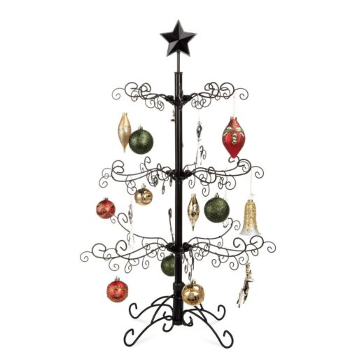 Best Choice Products 3ft Wrought Iron Ornament Display Christmas Tree with Easy Assembly
