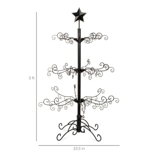 Best Choice Products 3ft Wrought Iron Ornament Display Christmas Tree with Easy Assembly - Image 2