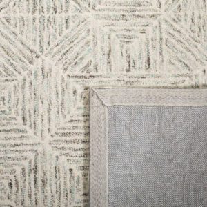 Birch LaneTM Linsly Geometric Hand Tufted Wool Ivory/Light Blue Area Rug Rug