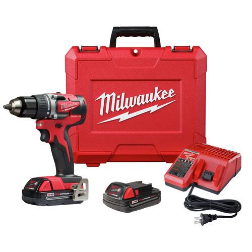 Milwaukee 2801-22CT M18 Lithium-Ion Compact Brushless 1/2 in. Cordless Drill Driver Kit (2 Ah)