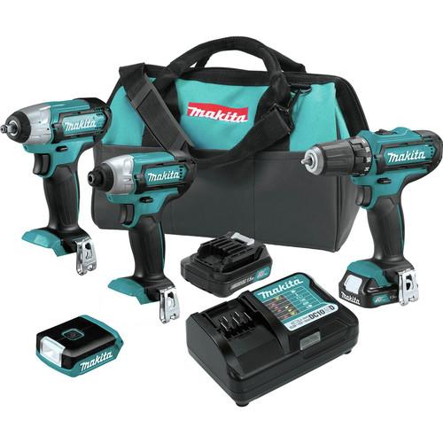 Makita 12V MAX CXT 1.5 Ah Cordless Lithium-Ion 4-Pc. Combo Kit - CT410