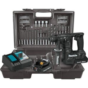Makita 18V LXT Lithium-Ion Sub-Compact Brushless 11-16 in. Rotary Hammer Kit, accepts SDS-PLUS bits, 65-Piece. Accessory Set - XRH06RBX