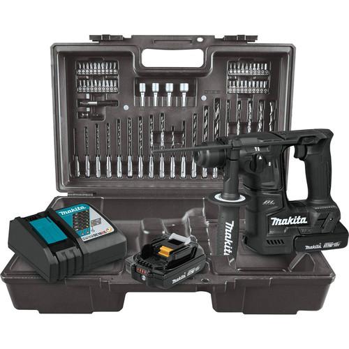 Makita 18V LXT Lithium-Ion Sub-Compact Brushless 11-16 in. Rotary Hammer Kit, accepts SDS-PLUS bits, 65-Piece. Accessory Set - XRH06RBX
