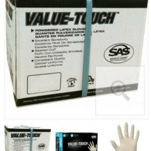 1000 SAS VALUE-TOUCH Lightly Powdered Non-Exam Latex Gloves CASE S M L XL