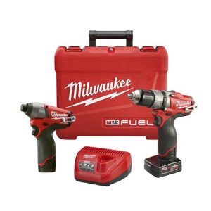 Factory Reconditioned Milwaukee 2597-82 M12 FUEL Li-Ion 1/2 in. Hammer Drill Driver & Impact Driver Combo Kit