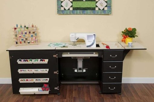 353 Norma Jean Sewing Cabinet for Sturdy Sewing, Cutting, Quilting, and Crafting with Storage and Airlift, Black Finish - Image 8