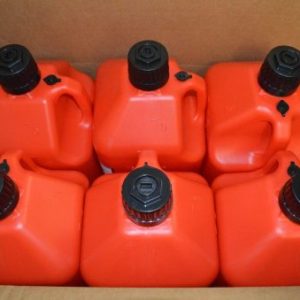 GENERATOR FUEL STORAGE 5 GALLON UTILITY FUEL DUMP JUG WITH FILL HOSE RED
