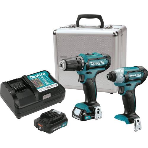 Makita 12V MAX CXT 2.0 Ah Cordless Lithium-Ion Drill and Impact Driver Combo Kit - CT226RX