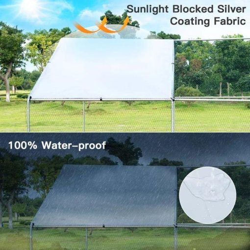 10' x 13' x 6.5' Galvanized Metal Large Walk-in Chicken Coop Cage Runs Hen House with Cover & Lockable Door - Image 7
