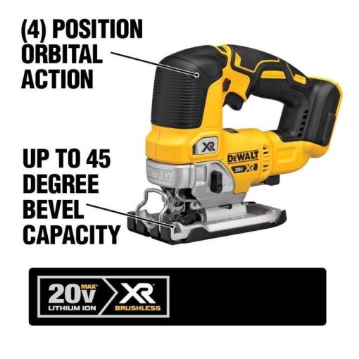 DEWALT 20-Volt MAX XR Cordless Brushless Jigsaw with Brushless Router & (2) 20-Volt 5.0Ah Batteries - Image 7